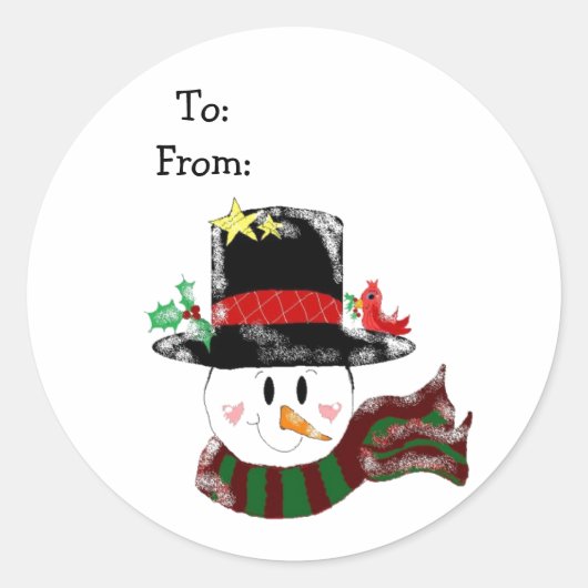 Jolly Snowman in een Tall Black Pet Ronde Sticker (Voorkant)