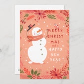 Jolly Snowman Kerstmis - Warm Wishes Feestdagenkaart (Voorkant / Achterkant)