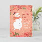 Jolly Snowman Kerstmis - Warm Wishes Feestdagenkaart (Staand voorkant)