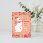 Jolly Snowman Kerstmis - Warm Wishes Feestdagenkaart (Staand voorkant)