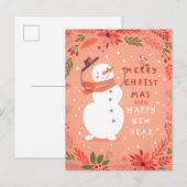 Jolly Snowman Kerstmis - Warm Wishes Feestdagenkaart (Voorkant / Achterkant)