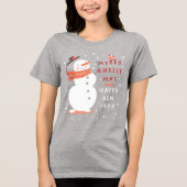 Jolly Snowman Kerstmis - Warm Wishes Tri-Blend Shirt (Voorkant)