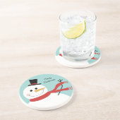 Jolly Snowman Kerstmis Zandsteen Onderzetter (Zijkant)