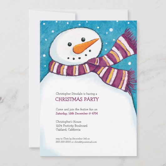Jolly Snowman | Kinder uitnodiging voor kerstfeest (Voorkant)