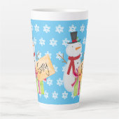 Jolly Snowman met kerstcadeau Latte Mok (Voorkant)