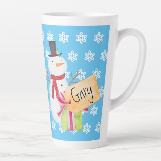 Jolly Snowman met kerstcadeau Latte Mok (Rechts)
