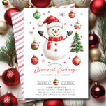 Jolly Snowman Ornament Exchange Party Kaart<br><div class="desc">Vier het feestelijke seizoen met onze vrolijke sneeuwpop kerstversiering uitnodiging voor een uitwisselingsfeest. Dit charmante ontwerp is voorzien van een heerlijke sneeuwpop, perfect voor het instellen van een vrolijke toon voor uw vakantie verzamelen. Nodig vrienden en familie uit om deel te nemen aan het plezier van het ruilen van ornamenten,...</div>