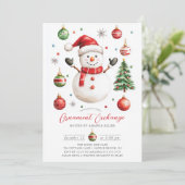 Jolly Snowman Ornament Exchange Party Kaart (Staand voorkant)
