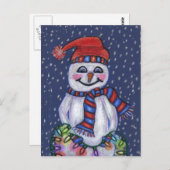 Jolly Snowman Petten sjaal met kerstverlichting Sn Briefkaart (Voorkant / Achterkant)