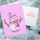Jolly Snowman Pink  Glas Ornament