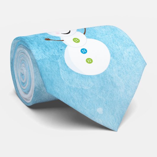 Jolly Snowman Santa Pet Textured Blue met naam Stropdas (Opgerold)