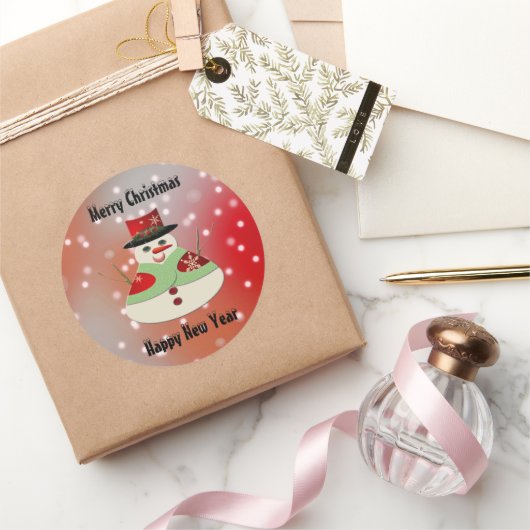 Jolly Snowman Snowy Dreams Ronde Sticker (Geschenken)