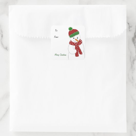 Jolly Snowman Vierkante Sticker (Tas)