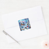 Jolly  Snowman Vierkante Sticker (Envelop)