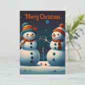 Jolly Snowmen Kerstfeest Feestdagenkaart (Staand voorkant)