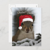 Jolly Squirrel Dearing Santa Hat · Santa Squirrel Feestdagenkaart (Voorkant / Achterkant)
