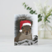 Jolly Squirrel Dearing Santa Hat · Santa Squirrel Feestdagenkaart (Staand voorkant)