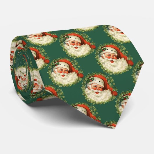 Jolly St Nicholas Patroon Kerstmis Stropdas (Opgerold)