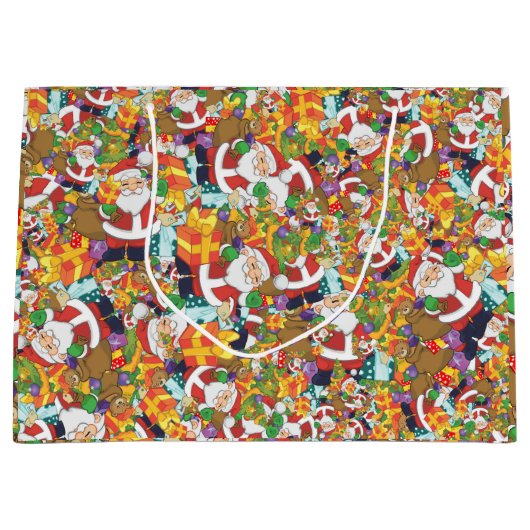 Jolly St. Nick Santa Claus geeft kerstkerstkerstca Groot Cadeauzakje (Voorkant)