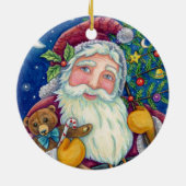 JOLLY ST NICK & TEDDYBEAR, OUDERWETSE KERST KERAMISCH ORNAMENT (Achterkant)
