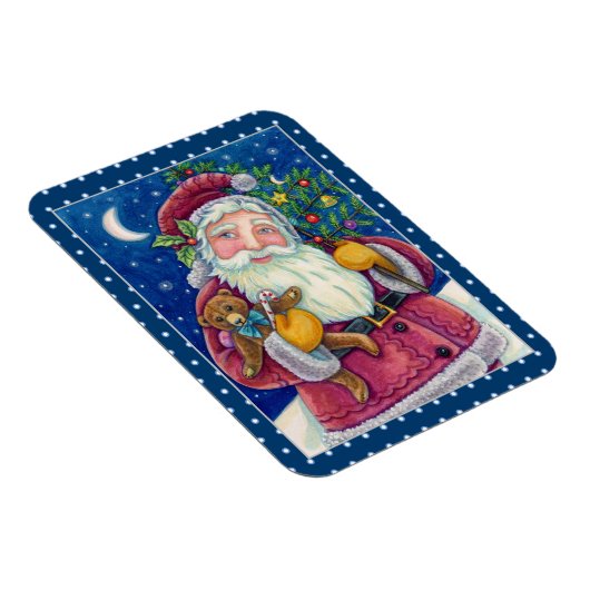 JOLLY ST NICK & TEDDYBEAR, OUDERWETSE KERST MAGNEET (Rechterzijde)
