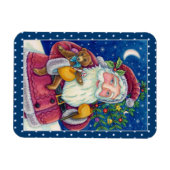 JOLLY ST NICK & TEDDYBEAR, OUDERWETSE KERST MAGNEET (Horizontaal)