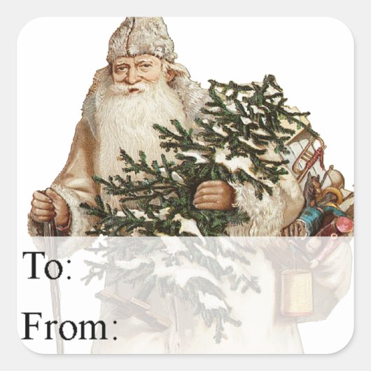 Jolly St Nick Vintage Gift Label (Voorkant)