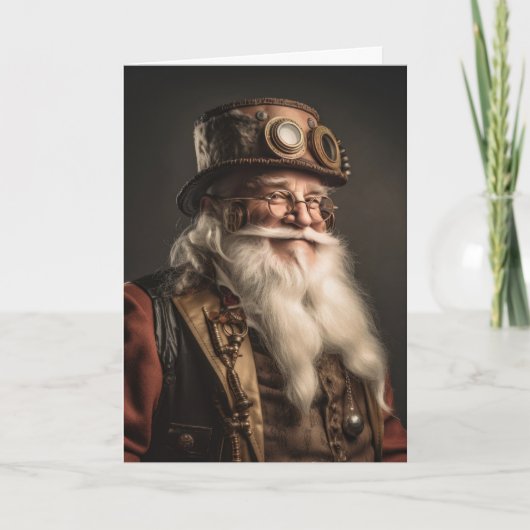 Jolly Steampunk Kerstman Feestdagen Kaart (Voorkant)
