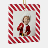 Jolly Stripes Fotokerstversiering met jaar Keramisch Ornament (Rechts)