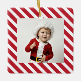 Jolly Stripes Fotokerstversiering met jaar Keramisch Ornament