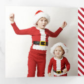 Jolly Stripes Kerstfeestdag Trivoudig Fotokaart Drieluik Wenskaart (Binnenzijde eerst)