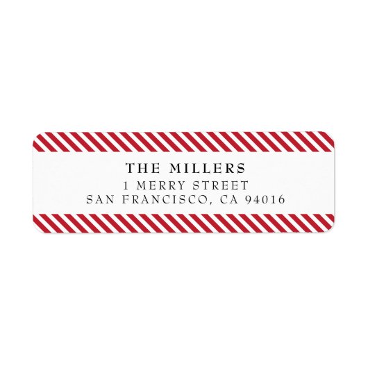Jolly Stripes Merry kerstreturn Address Label (Voorkant)