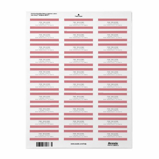 Jolly Stripes Merry kerstreturn Address Label (Full Sheet)