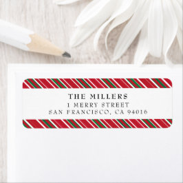 Jolly Stripes Merry kerstreturn Address Label