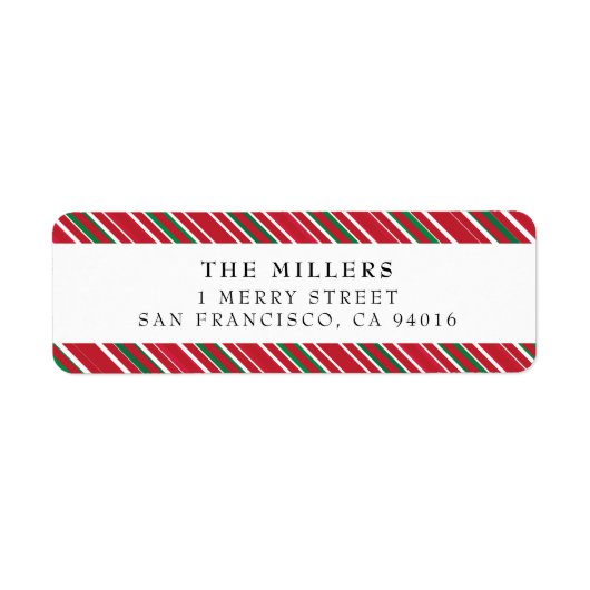 Jolly Stripes Merry kerstreturn Address Label (Voorkant)