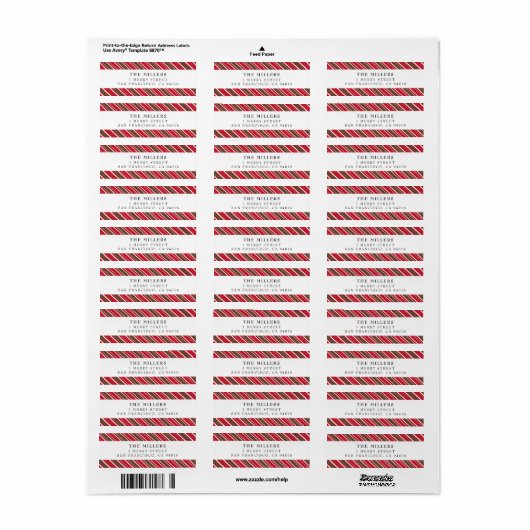 Jolly Stripes Merry kerstreturn Address Label (Full Sheet)
