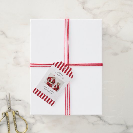 Jolly Stripes Prettige feestdagen Gift Label Cadeaulabel (Met Touw)