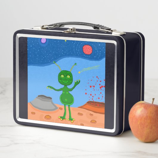 Jolly the Cute Alien Metal Lunch Box (In situ)
