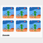 Jolly the Cute Alien Vierkante Sticker (Vel)