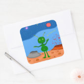 Jolly the Cute Alien Vierkante Sticker (Envelop)