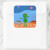 Jolly the Cute Alien Vierkante Sticker (Tas)