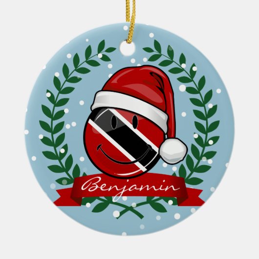 Jolly Trinidad Vlag Kerststijl Keramisch Ornament (Voorkant)