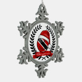 Jolly Trinidad Vlag Kerststijl Tin Sneeuwvlok Ornament (Links)
