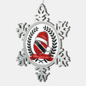 Jolly Trinidad Vlag Kerststijl Tin Sneeuwvlok Ornament (Rechts)