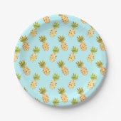 Jolly Tropical Waterverf Pineapple Pattern Papieren Bordje (Voorkant)