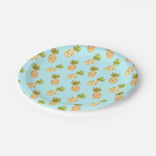 Jolly Tropical Waterverf Pineapple Pattern Papieren Bordje (Gekanteld)