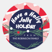 Jolly Vakantie Kerstmis Santa Hat Ronde Sticker (Voorkant)