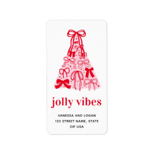 Jolly Vibes Whimsical Bow Roze Rode Vakantie Etiket
