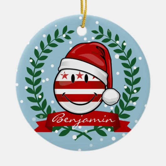 Jolly Washington DC Vlag kerst Keramisch Ornament (Voorkant)