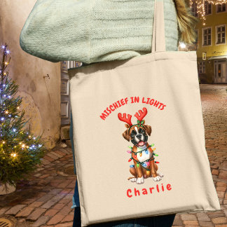 Jolly Waterverf Speelse Boxer Feestelijke Lichten  Tote Bag